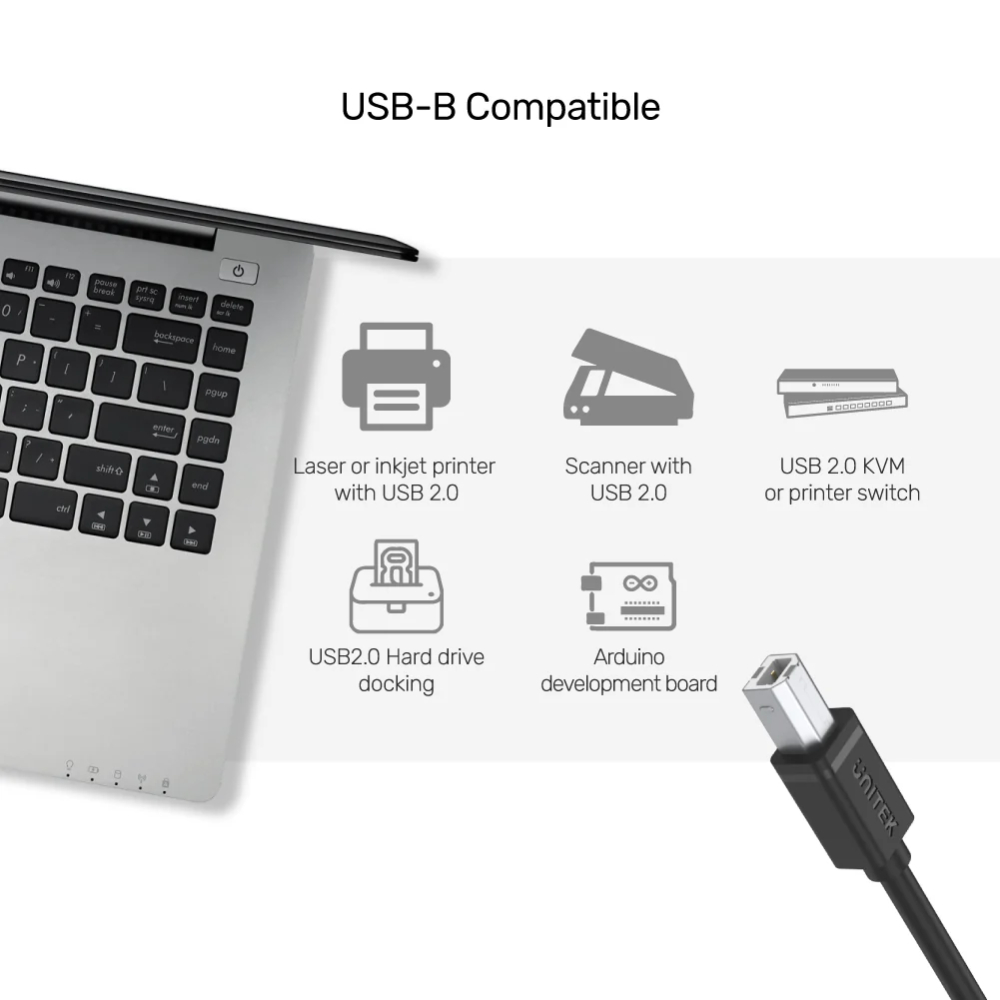 UNITEK Y-C421GBK USB2.0 MALE TO USB-B (M) PRINTER CABLE 5M - Image 3