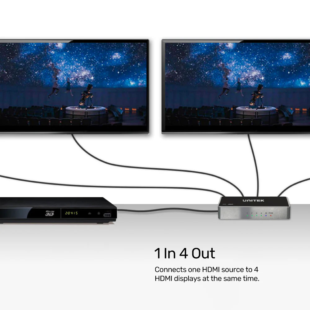 UNITEK V1109A 4K HDMI SPLITTER 1 IN 4 OUT 3D FULL HD - Image 4