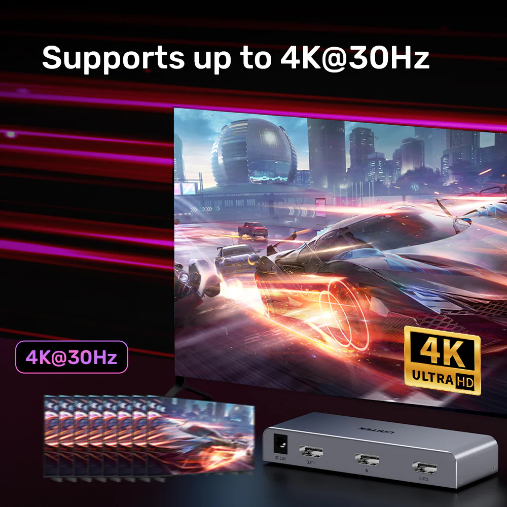 UNITEK V1130A01-EU 4K HDMI SPLITTER 1 IN 2 OUT ULTRA HD - Image 3