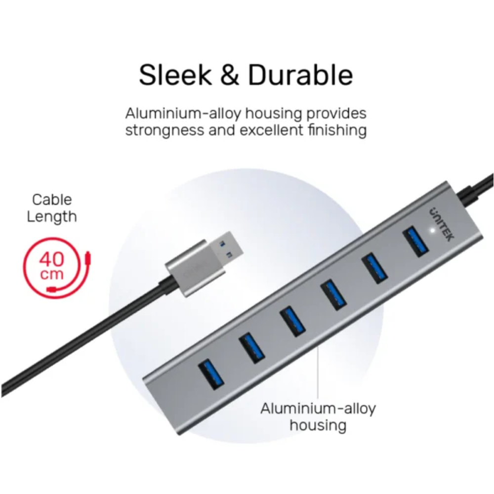UNITEK Y-3090 uHUB S7 7-PORT USB 3.0 POWERED HUB 5GBPS 40CM - Image 2