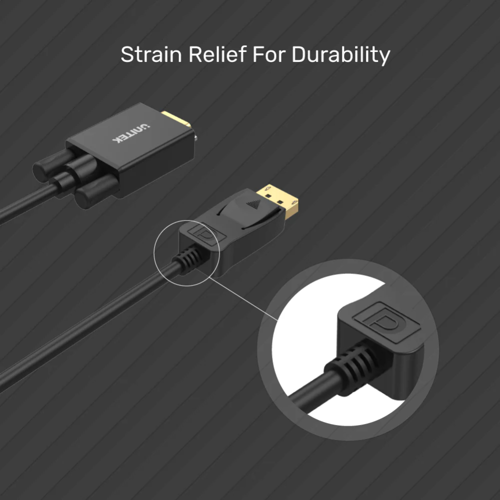 UNITEK Y-5118F DISPLAY PORT TO VGA CABLE 1.8M FULL HD - Image 4