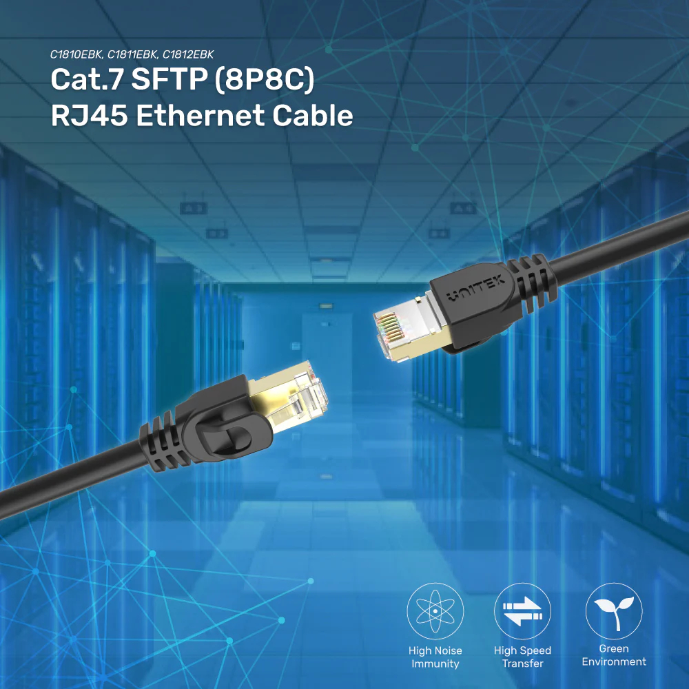 UNITEK C1810EBK CAT7 SSTP RJ45 ETHERNE CABLE BLACK - Image 2