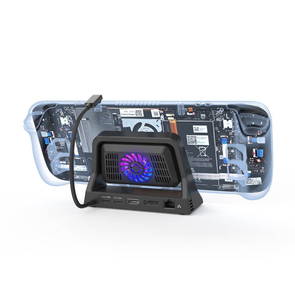UNITEK D1097A COOLING DOCK PRO FOR STEAM DECK 7-IN-1 MULTI-FUNCTION COOLER DOCKING ( 2XUSB-A, USB-C, HDMI, DP, ETHERNET+PD 100W ) - Image 2