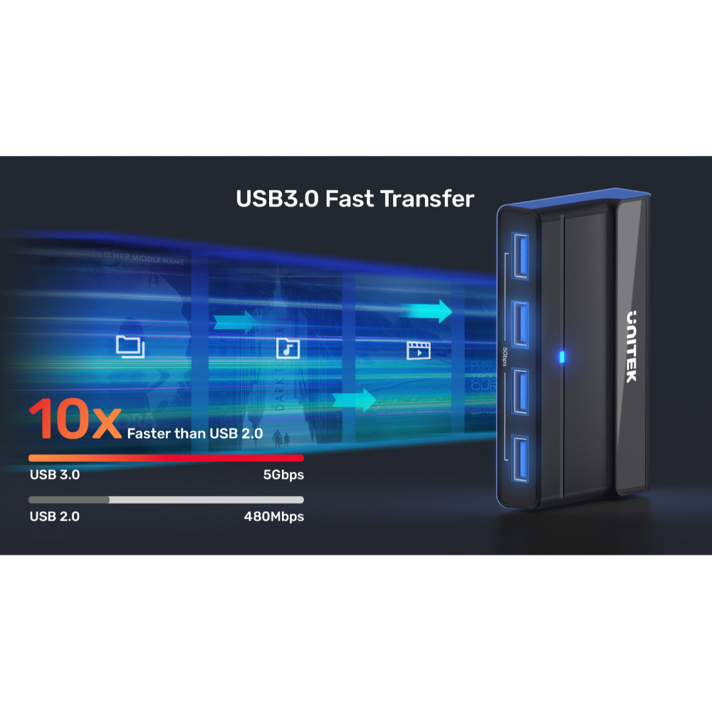 UNITEK H1310A 4-PORT USB 3.0 SWITCH BOX 2-USB-C PCS TO SHARE 4-USB-A 3.0 PORTS - Image 4