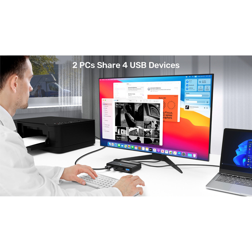 UNITEK H1310A 4-PORT USB 3.0 SWITCH BOX 2-USB-C PCS TO SHARE 4-USB-A 3.0 PORTS - Image 3