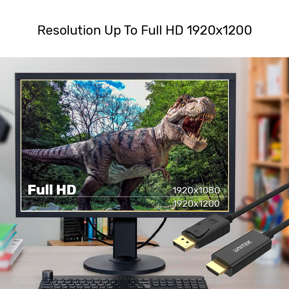UNITEK Y-5118CA DISPLAY PORT TO HDMI CABLE 1.8M FHD - Image 4