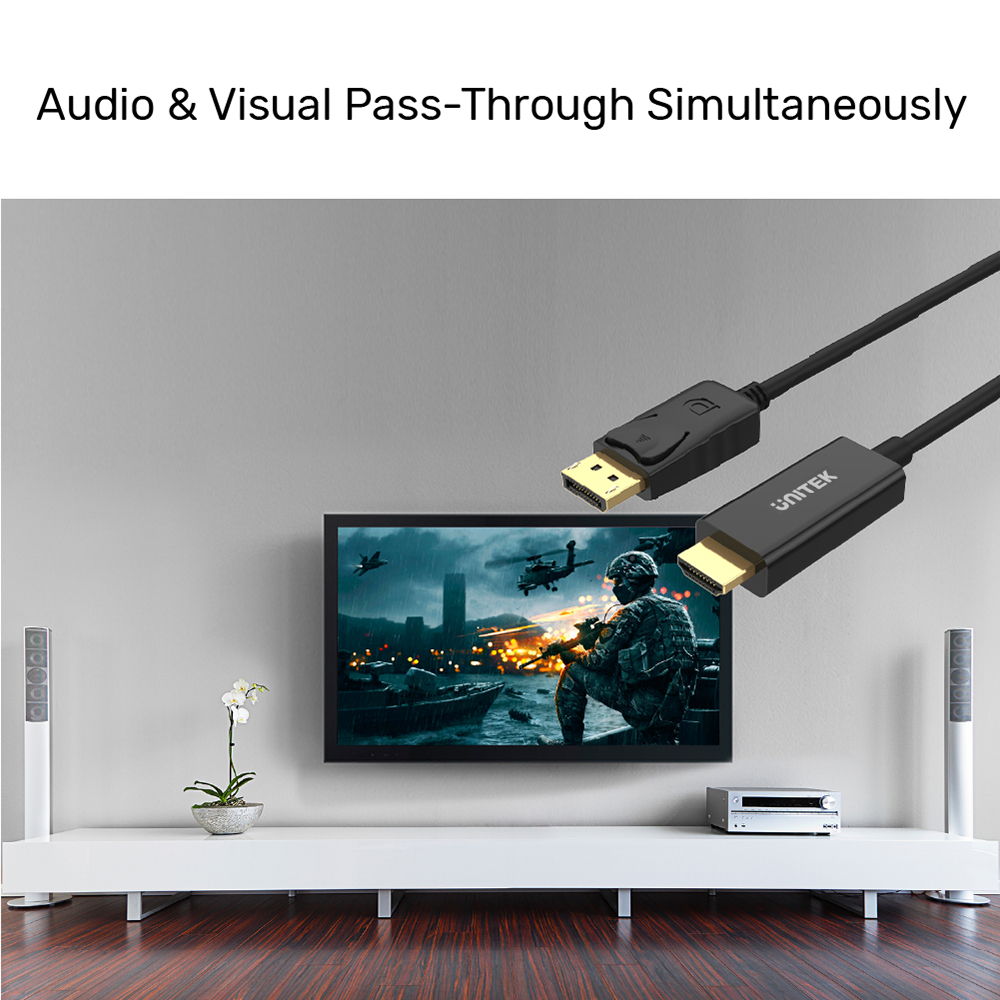 UNITEK Y-5118CA DISPLAY PORT TO HDMI CABLE 1.8M FHD - Image 2