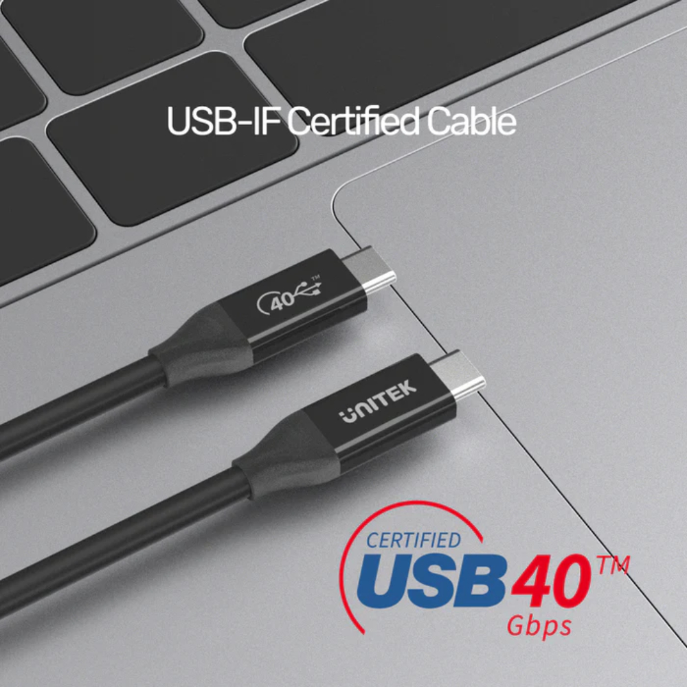 UNITEK C14100BK USB4 Thunderbolt 3 USB-C Cable 0.8M