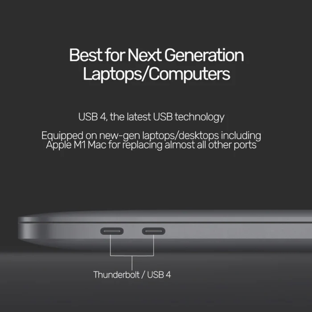 UNITEK C14100BK USB4 Thunderbolt 3 USB-C Cable 0.8M