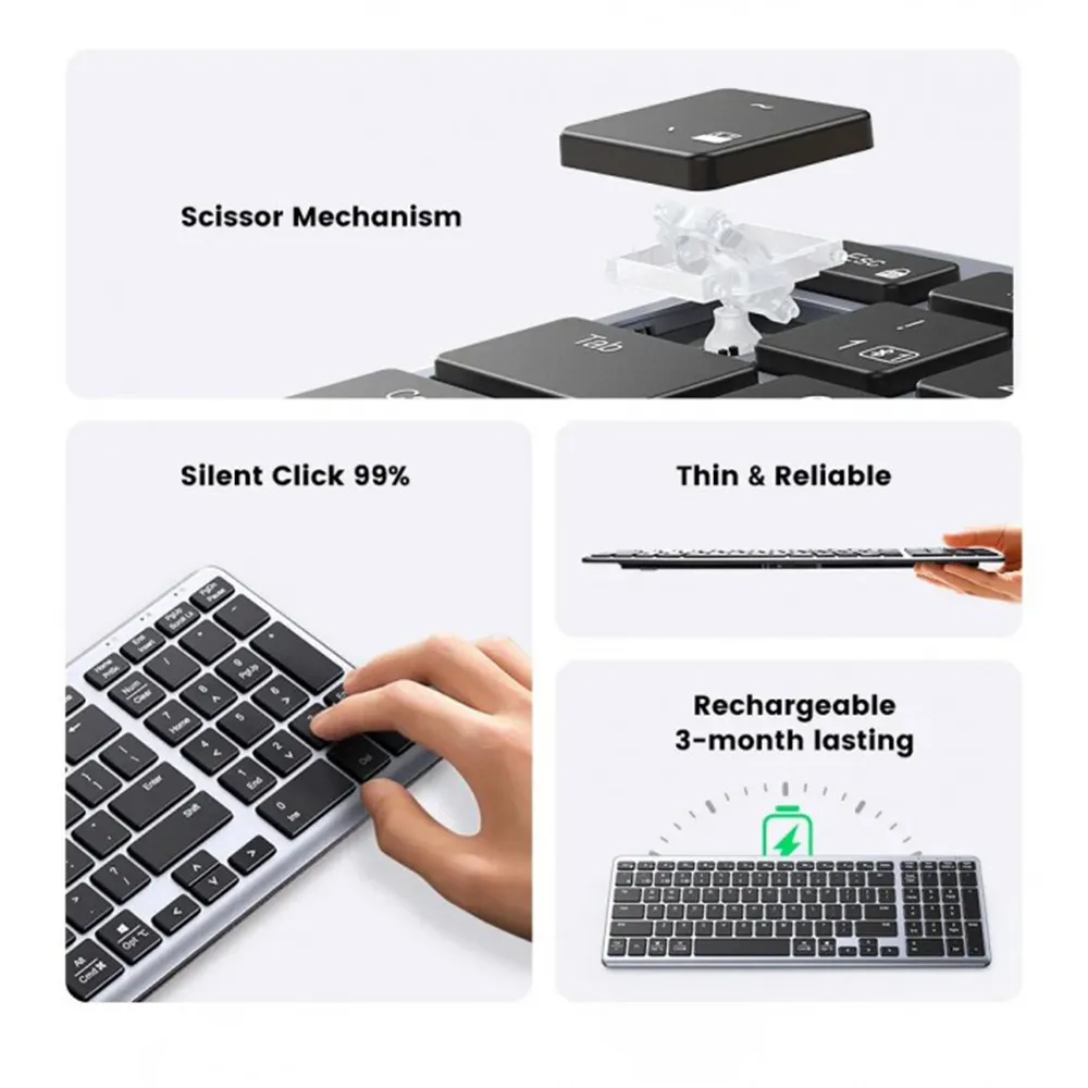 UGREEN 15258 Ultra Slim Wireless Keyboard Bluetooth 5.0 & 2.4G - Image 5