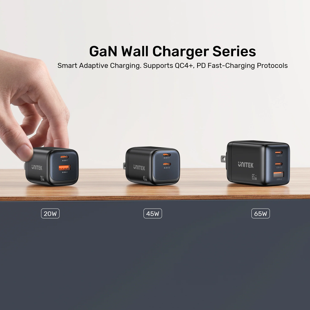 UNITEK P1128ABK01 ZENO 20W Dual-Port GaN Wall Charger