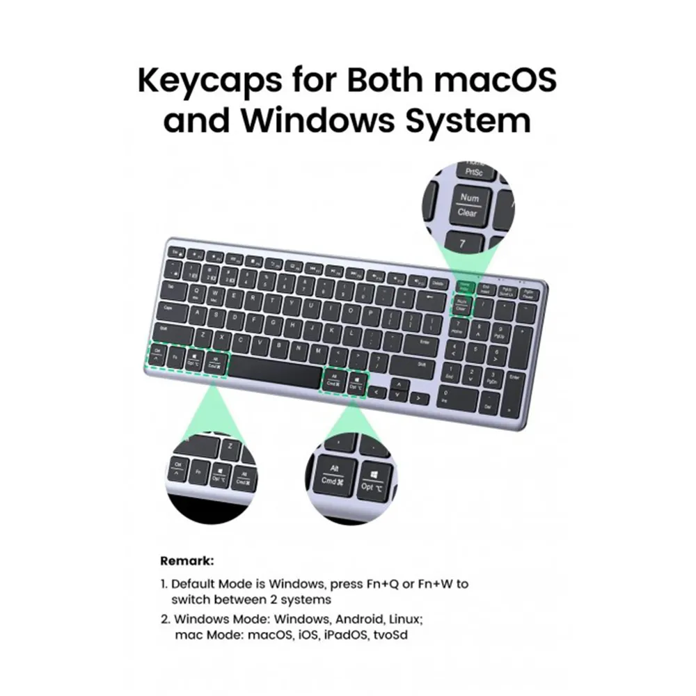 UGREEN 15258 Ultra Slim Wireless Keyboard Bluetooth 5.0 & 2.4G - Image 6