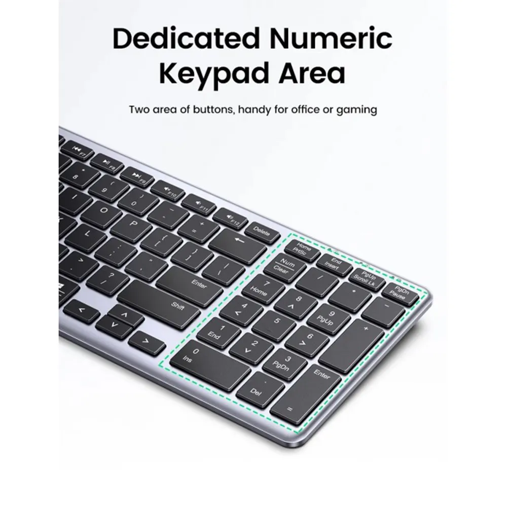 UGREEN 15258 Ultra Slim Wireless Keyboard Bluetooth 5.0 & 2.4G - Image 3