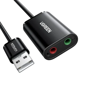 UGREEN 30724 USB-A To 3.5mm External Stereo Sound Adaptor Black 15CM