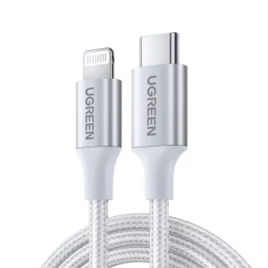 UGREEN 70525 USB-C TO LIGHTNING PD FAST CHARGING CABLE 20W+ 2M BRAIDED SILVER (MFI CERTIFIED)