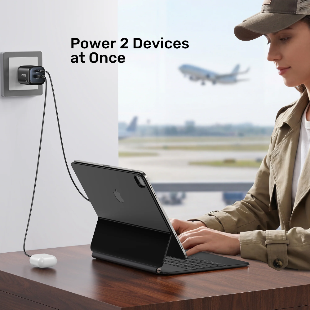 UNITEK P1128ABK01 ZENO 20W Dual-Port GaN Wall Charger