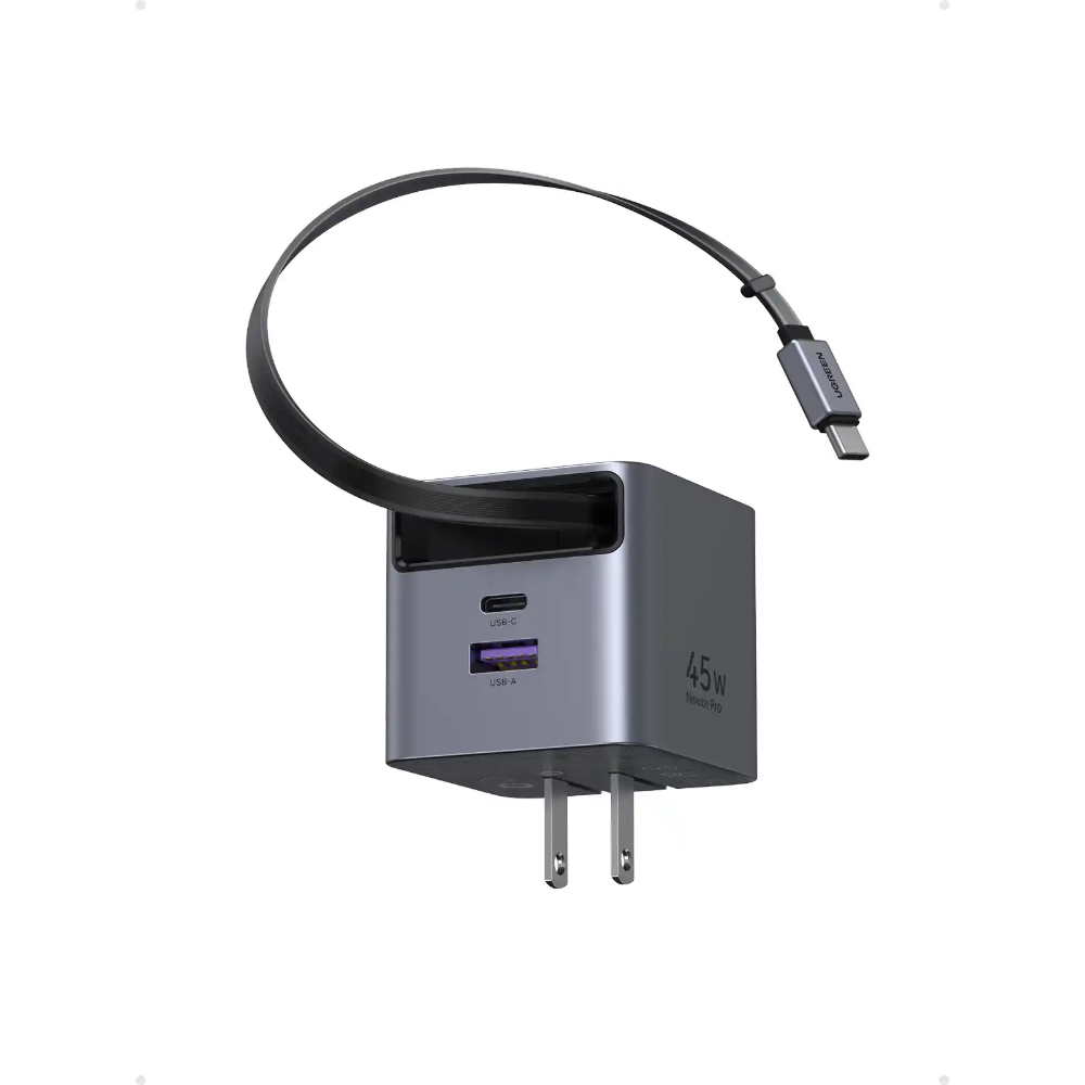 UGREEN 65821 NEXODE PRO 45W GAN FAST CHARGER WITH RETRACTABLE CABLE (1XC/1XA/1XC-CABLE) - Image 2