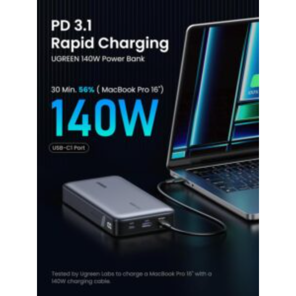 UGREEN 90597 25000MAH 145W TWO-WAY FAST CHARGING POWER BANK BLACK - Image 4
