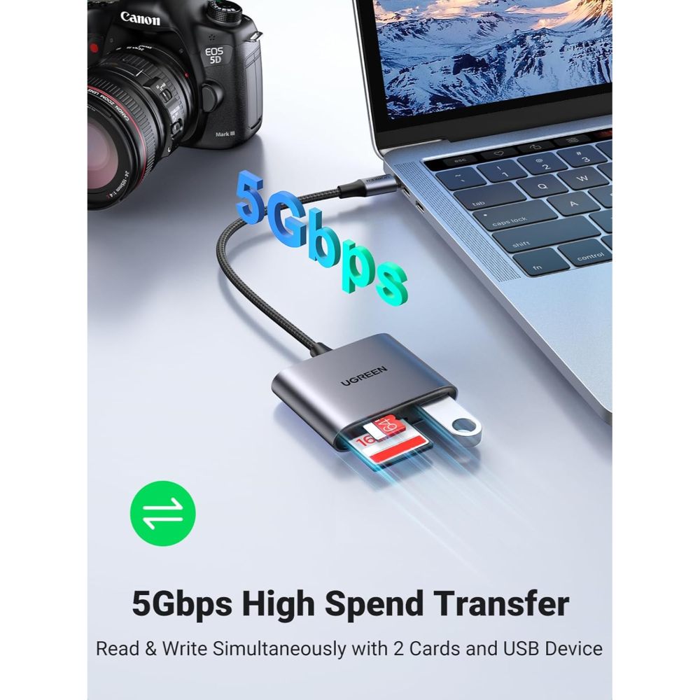 UGREEN 80798 USB-C to SD/TF + USB 2.0 Memory Card Reader - Image 3