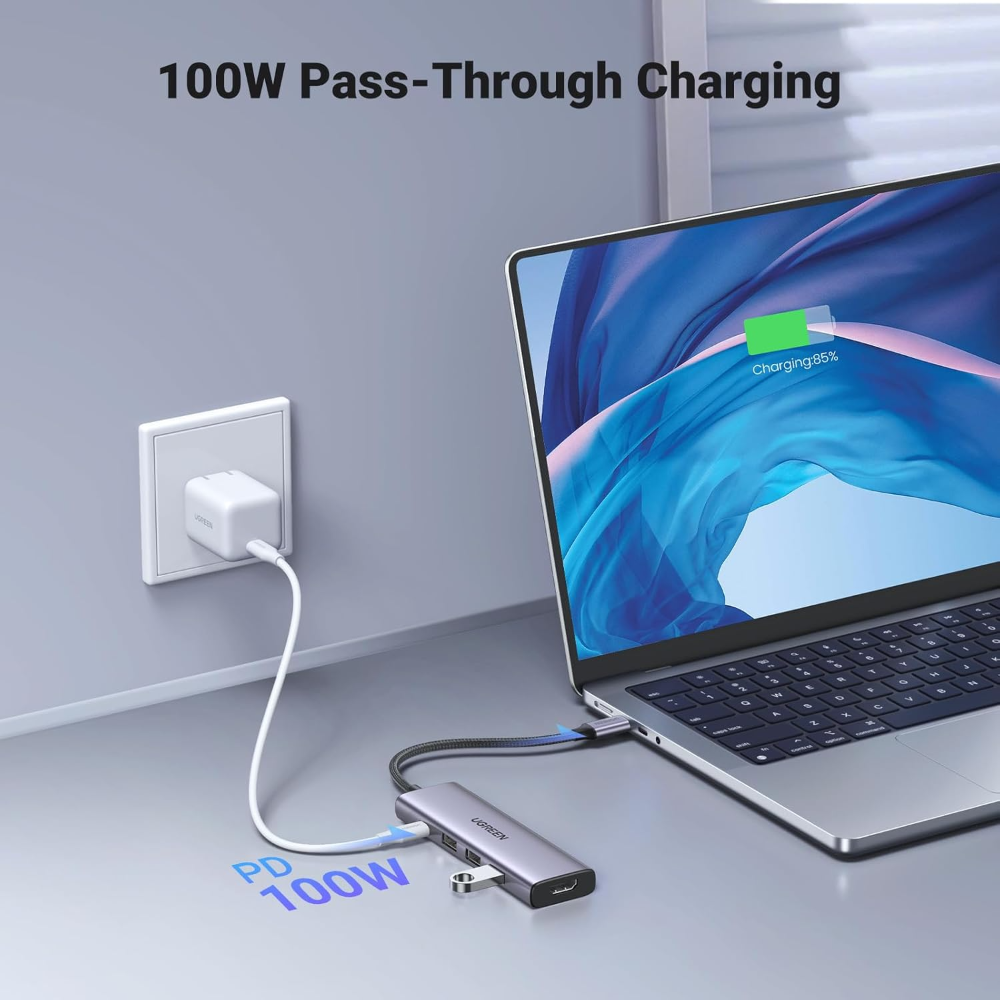 UGREEN 15597 5-in-1 USB C Hub with 4K@60Hz HDMI 100W PD Charging 3x USB 3.0 Ports - Image 3