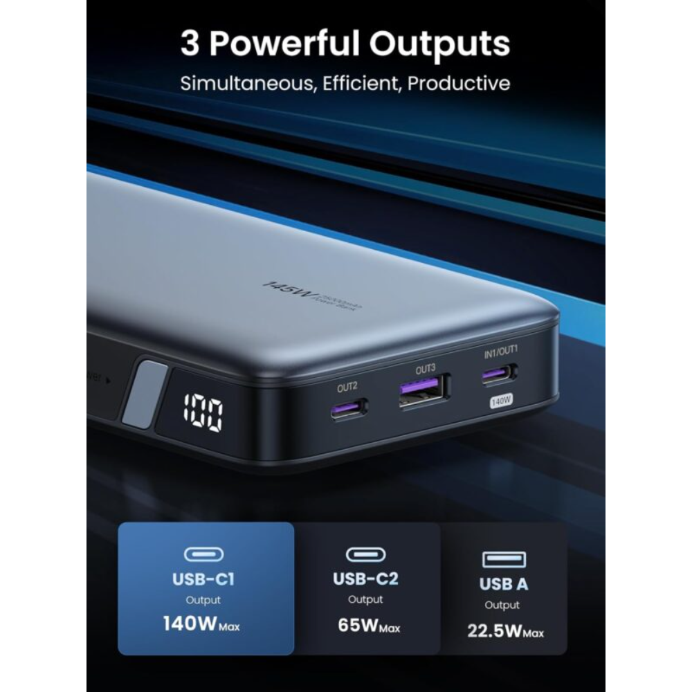 UGREEN 90597 25000MAH 145W TWO-WAY FAST CHARGING POWER BANK BLACK - Image 3