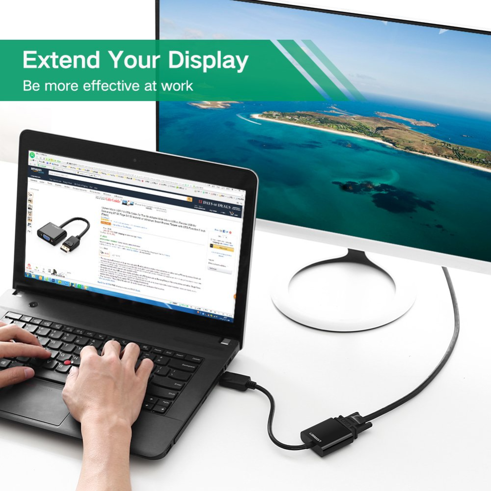 UGREEN 20415 DisplayPort Male to VGA Female Converter (Black) - Image 3
