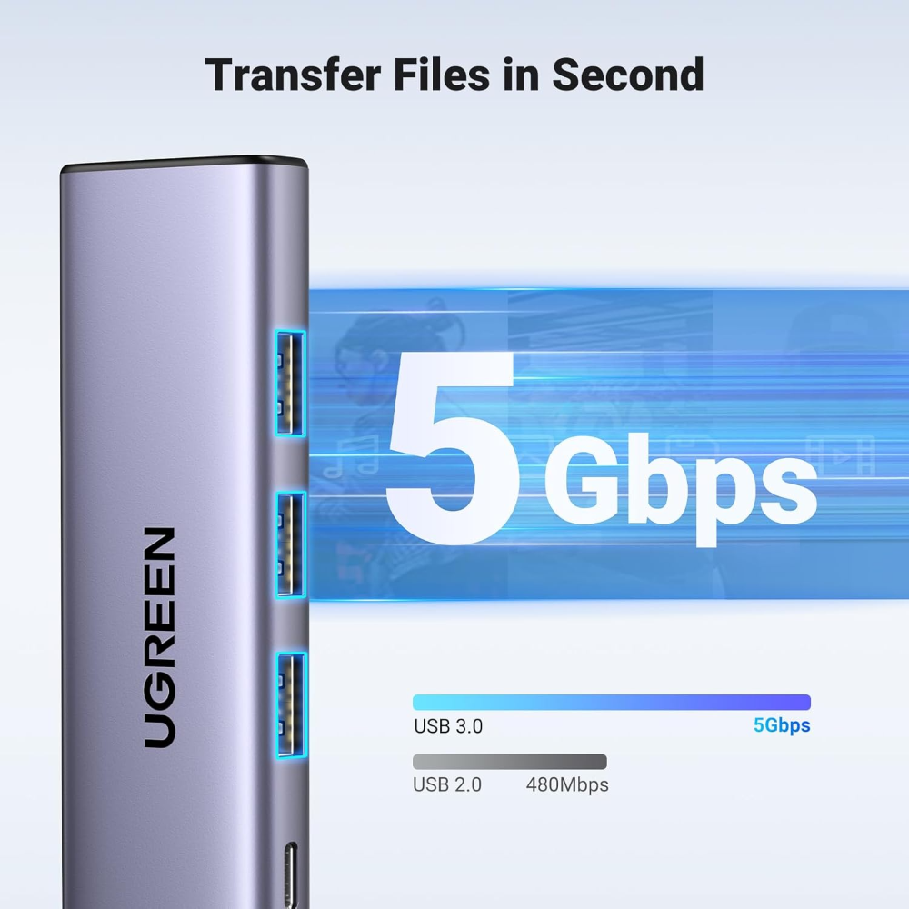 UGREEN 15597 5-in-1 USB C Hub with 4K@60Hz HDMI 100W PD Charging 3x USB 3.0 Ports - Image 4