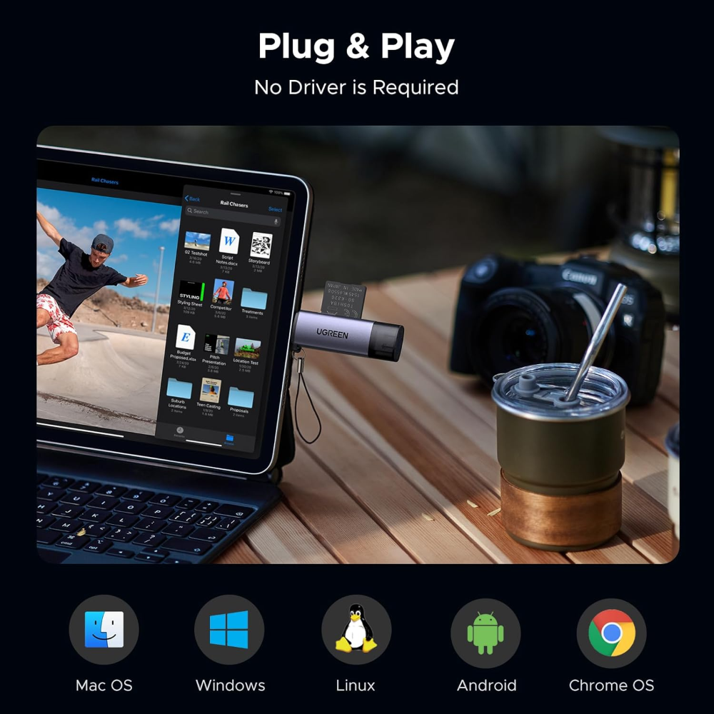 UGREEN 50706 SD Card Reader USB-C & USB-A 2-in-1, 5Gbps, Dual Slot - Image 4