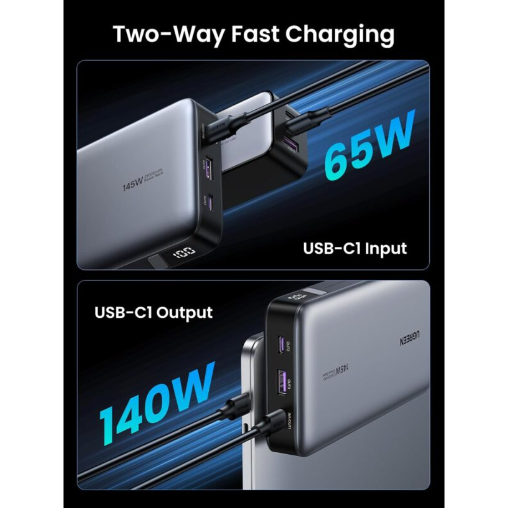 UGREEN 90597 25000MAH 145W TWO-WAY FAST CHARGING POWER BANK BLACK - Image 6