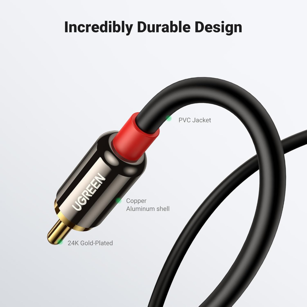 UGREEN 10590 3.5mm Male to 2RCA Male Cable 3m (Black) - Image 3