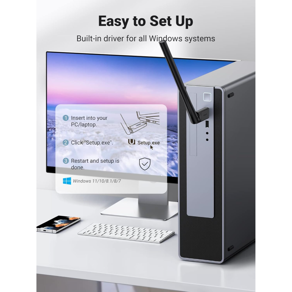 UGREEN 90339 AC650 USB WiFi Adapter for PC Desktop - Image 2