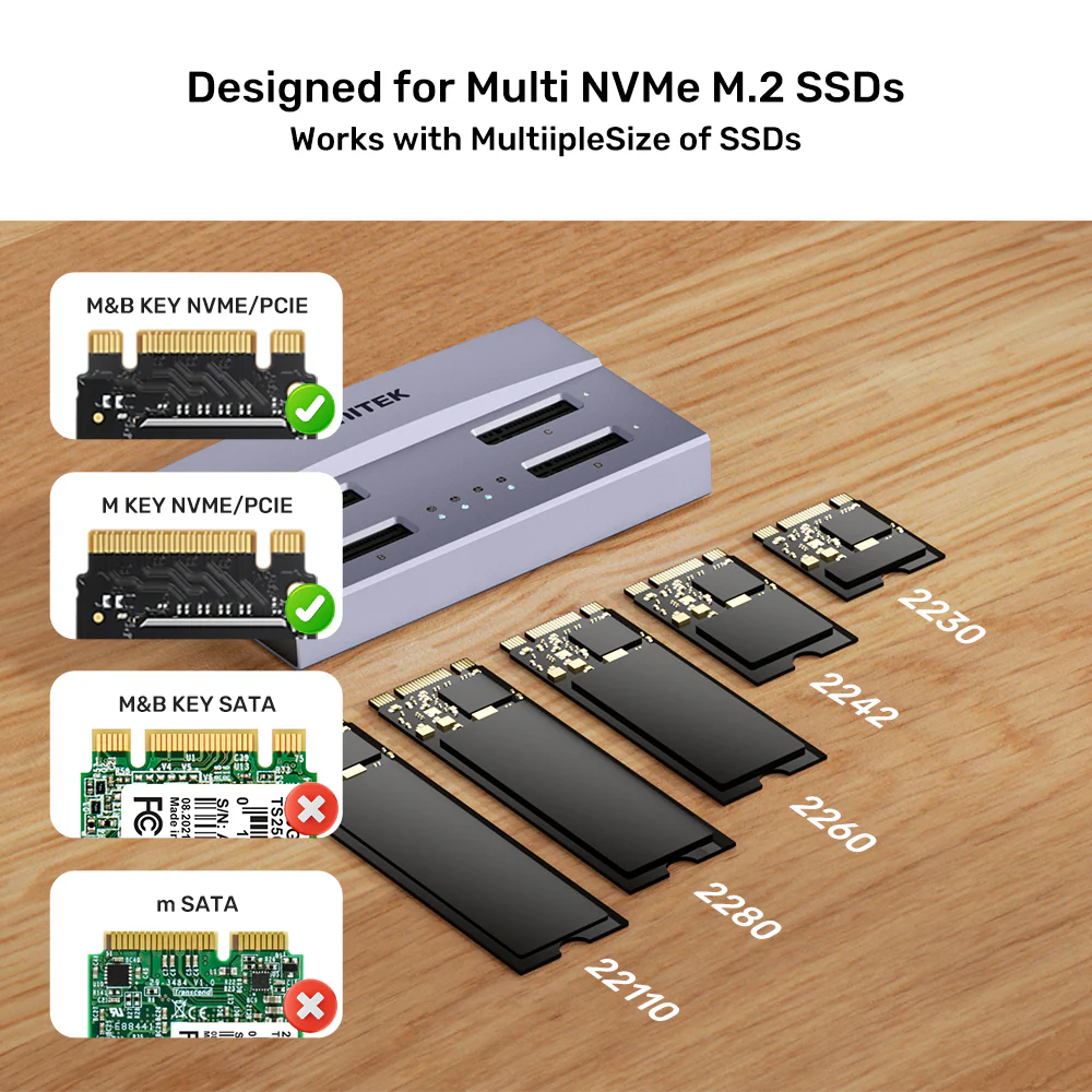 Unitek S1243BGY01-EU 4-Bay M.2 NVMe SSD Docking Station 40Gbps