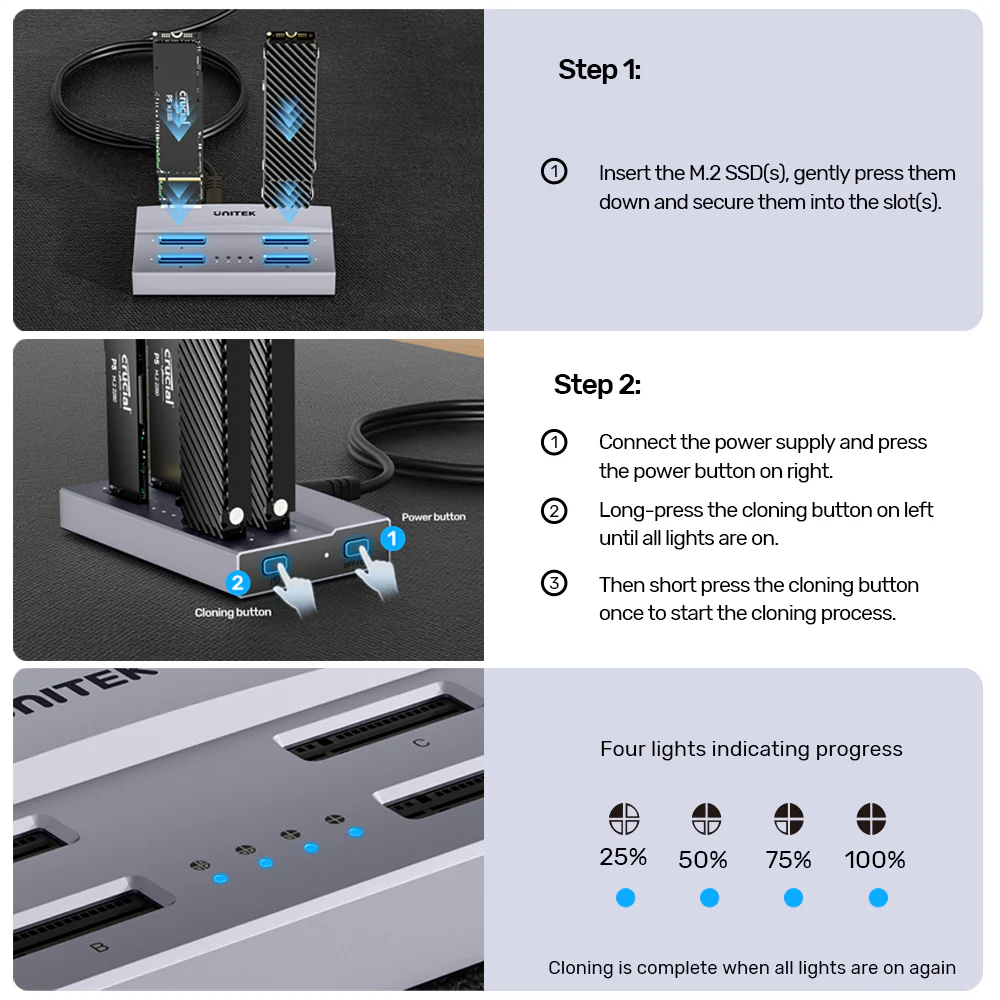 Unitek S1243BGY01-EU 4-Bay M.2 NVMe SSD Docking Station 40Gbps