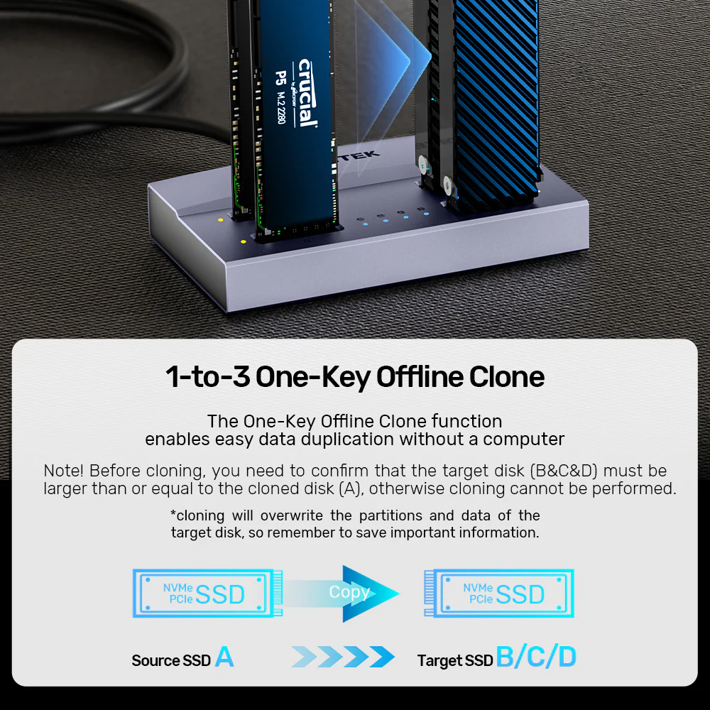 Unitek S1243BGY01-EU 4-Bay M.2 NVMe SSD Docking Station 40Gbps