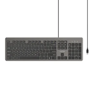 Unitek T052AGY01-US SlimTap Ultra-Light Wired Keyboard 104 Keys Space Gray