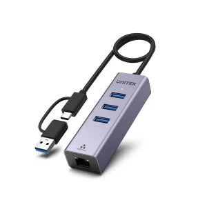 Unitek Y-3088B uHUB Q4+ 4-in-1 USB-C to 3xUSB-A 1x Ethernet Hub