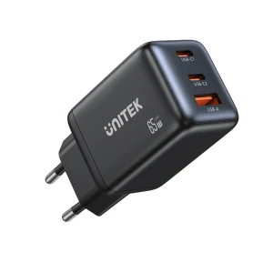 UNITEK P1130ABK01 ZENO 65W 3-Port GaN Wall Charger