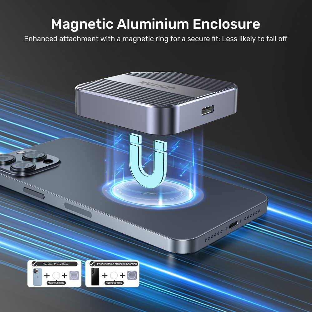 Unitek S1244AGY01 Magnetic M.2 2230 NVMe SSD Enclosure 100W PD Metal
