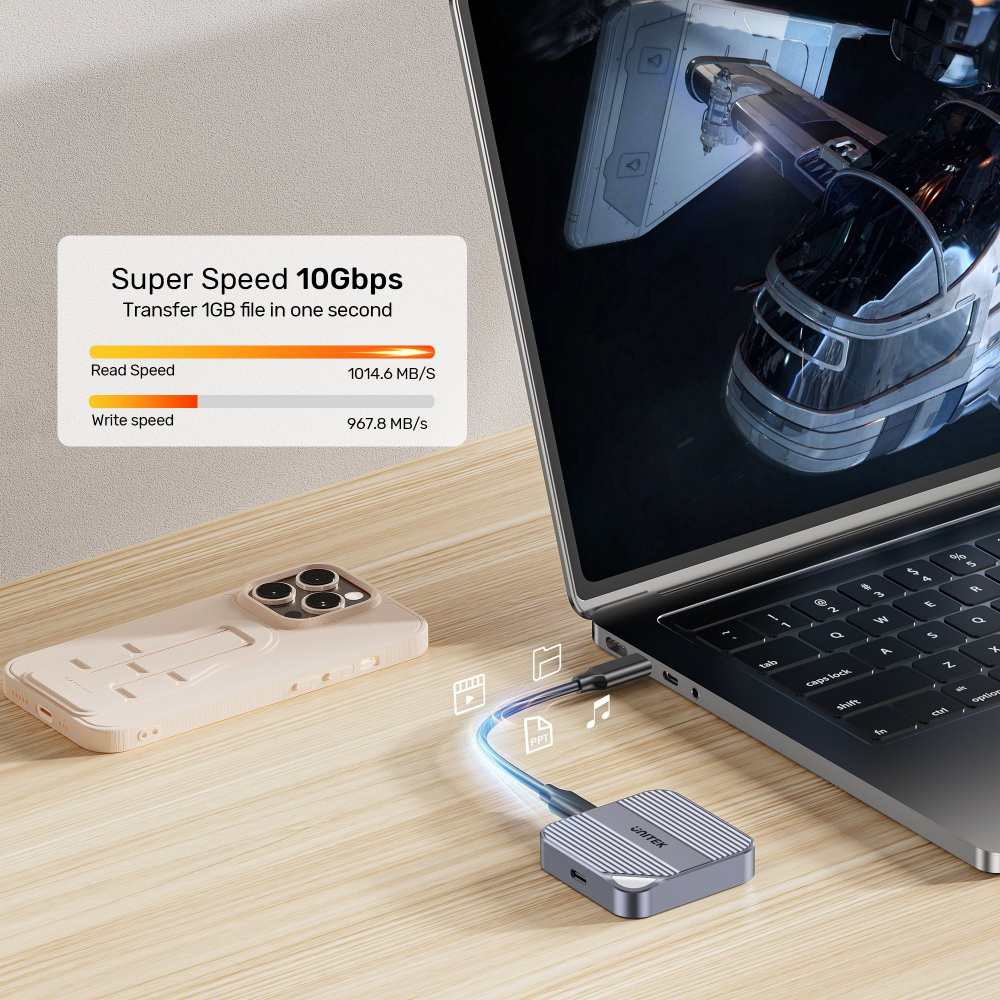 Unitek S1244AGY01 Magnetic M.2 2230 NVMe SSD Enclosure 100W PD Metal