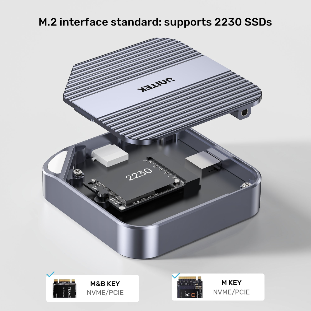 Unitek S1244AGY01 Magnetic M.2 2230 NVMe SSD Enclosure 100W PD Metal