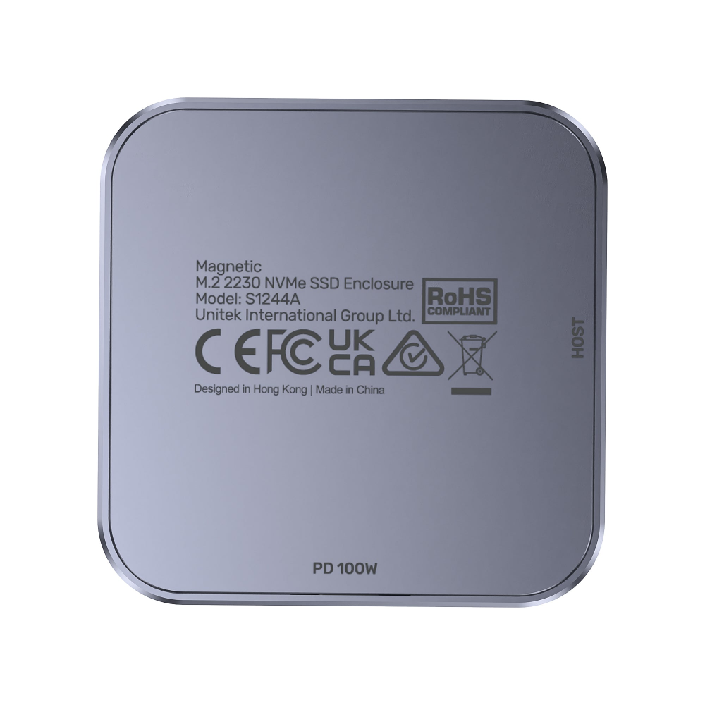 Unitek S1244AGY01 Magnetic M.2 2230 NVMe SSD Enclosure 100W PD Metal