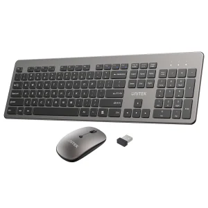 Unitek T054AGY01-US SlimDuo 2.4GHz Wireless Keyboard & Mouse Combo Space Gray