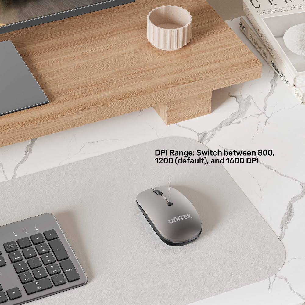 UNITEK T060AGY01 SLIMTRACK 2.4GHZ WIRELESS OPTICAL MOUSE SPACE GREY - Image 7