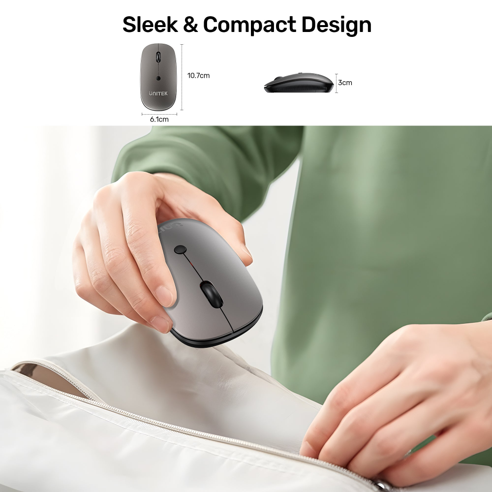 UNITEK T060AGY01 SLIMTRACK 2.4GHZ WIRELESS OPTICAL MOUSE SPACE GREY - Image 10