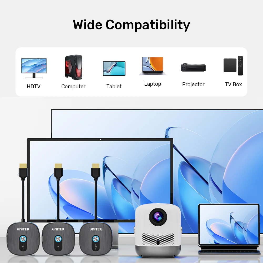 Unitek V1711ABK01 Wireless 1080P HDMI Transmitter with Dual Receivers 50M