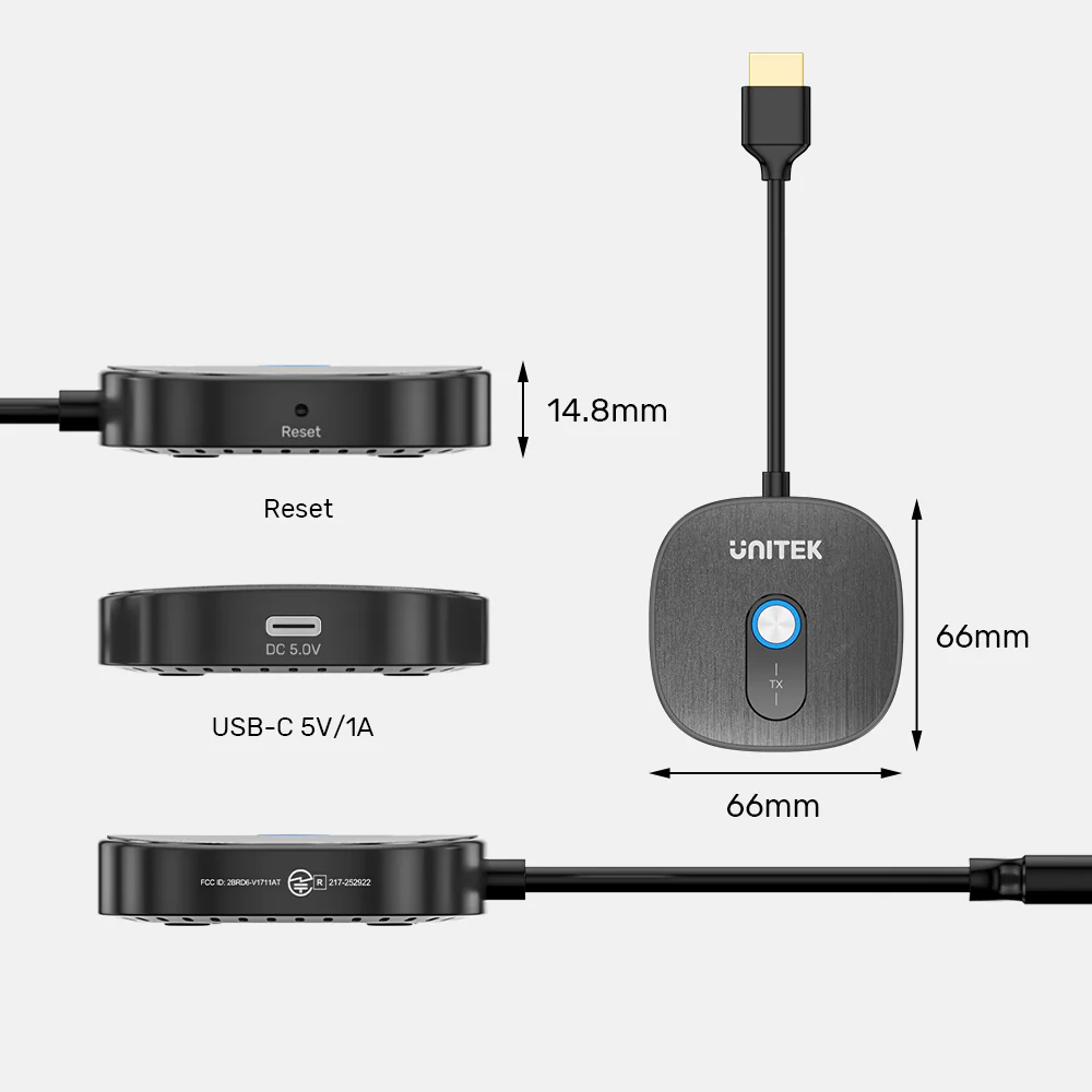 Unitek V1711ABK01 Wireless 1080P HDMI Transmitter with Dual Receivers 50M