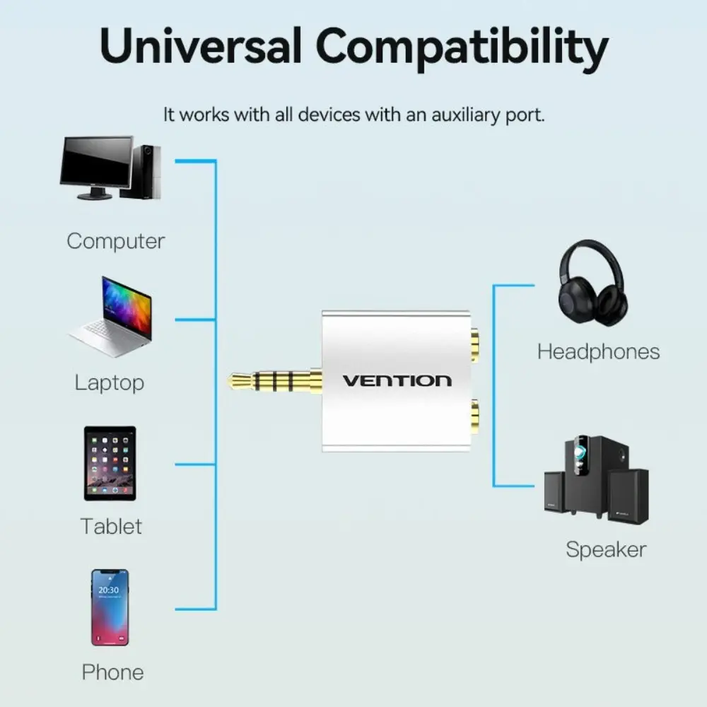 VENTION BDAW0 4POLE 3.5MM MALE TO 2*3.5MM FEMALE AUDIO CONVERTER - Image 7