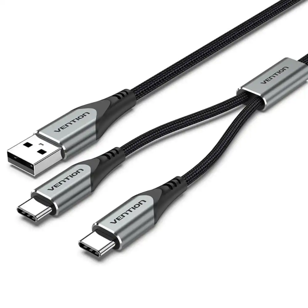 Vention CQOHD USB A to Dual USB-C Male Splitter Cable Black