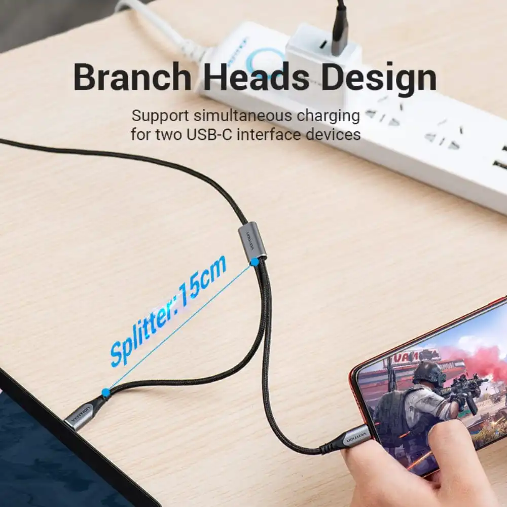 VENTION CQOHD USB A TO DUAL USB-C MALE SPLITTER CABLE - Image 5