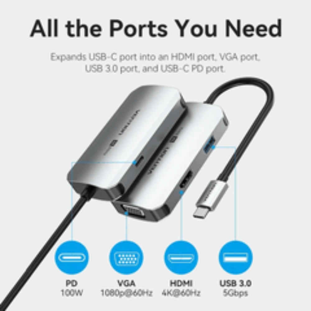 VENTION TOAHB MUTI-FUNCTION USB-C 4-IN-1 DOCKING STATION - Image 2